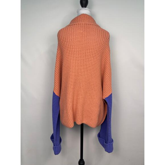 Free People Park City Color Block Knit Pullover Sweater Chunky Knit Size Large - Picture 4 of 10